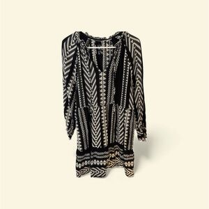 Anthropologie Maeve Black and Cream Patterned Dress